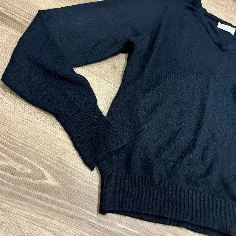 Vintage Christian‎ Dior V Neck Sweater Navy Minimakist Logo Knit XL USA
